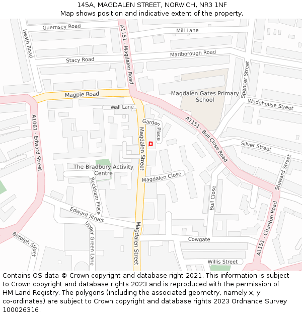 145A, MAGDALEN STREET, NORWICH, NR3 1NF: Location map and indicative extent of plot