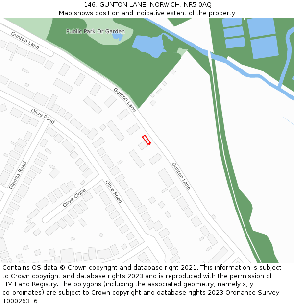 146, GUNTON LANE, NORWICH, NR5 0AQ: Location map and indicative extent of plot