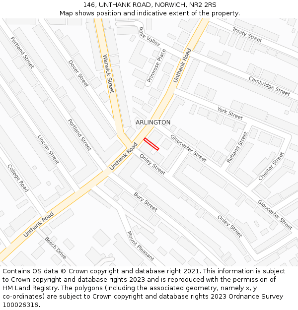 146, UNTHANK ROAD, NORWICH, NR2 2RS: Location map and indicative extent of plot