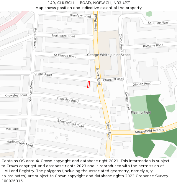 149, CHURCHILL ROAD, NORWICH, NR3 4PZ: Location map and indicative extent of plot