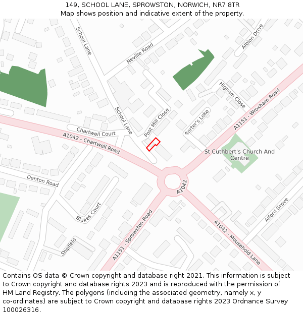 149, SCHOOL LANE, SPROWSTON, NORWICH, NR7 8TR: Location map and indicative extent of plot