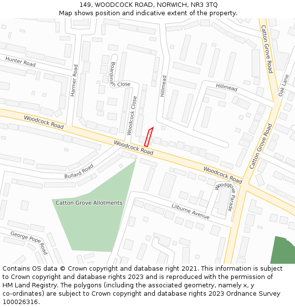 149, WOODCOCK ROAD, NORWICH, NR3 3TQ: Location map and indicative extent of plot