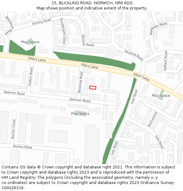 15, BLICKLING ROAD, NORWICH, NR6 6DQ: Location map and indicative extent of plot