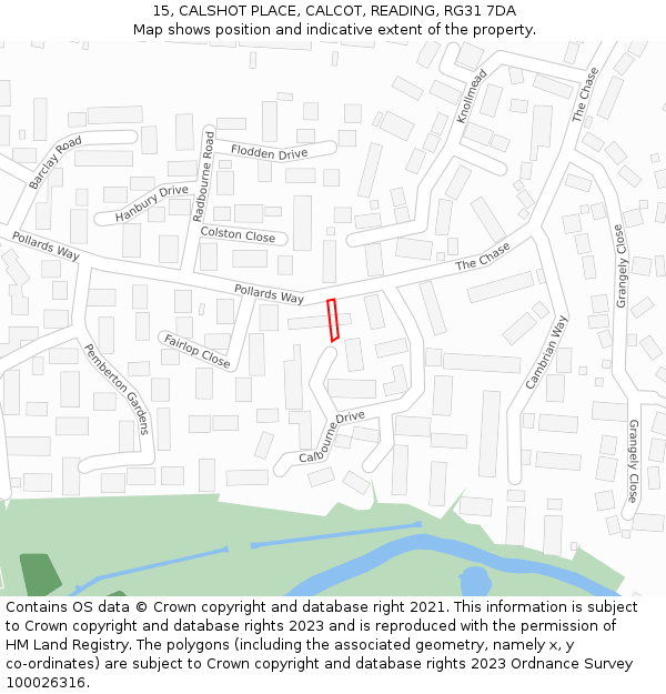 15, CALSHOT PLACE, CALCOT, READING, RG31 7DA: Location map and indicative extent of plot
