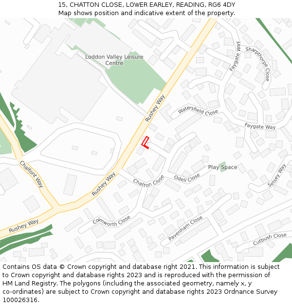 15, CHATTON CLOSE, LOWER EARLEY, READING, RG6 4DY: Location map and indicative extent of plot