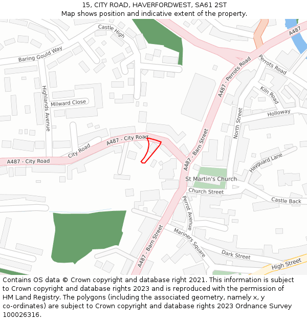 15, CITY ROAD, HAVERFORDWEST, SA61 2ST: Location map and indicative extent of plot
