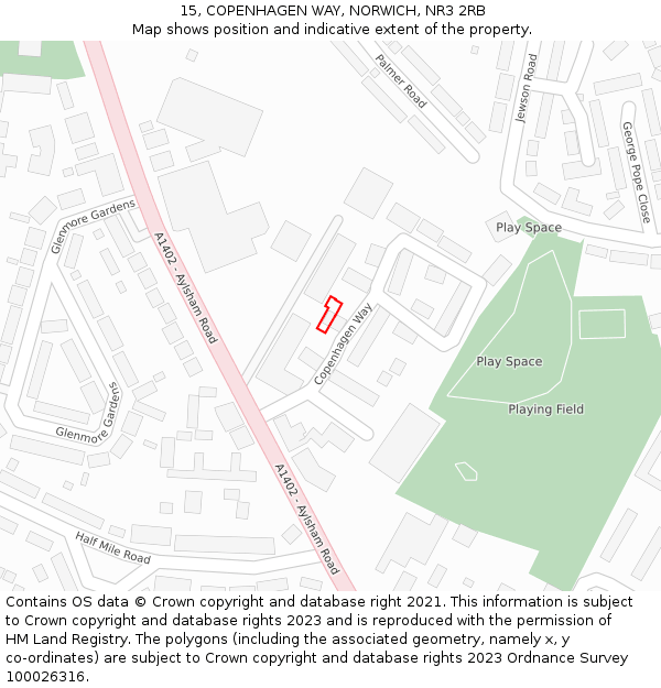 15, COPENHAGEN WAY, NORWICH, NR3 2RB: Location map and indicative extent of plot