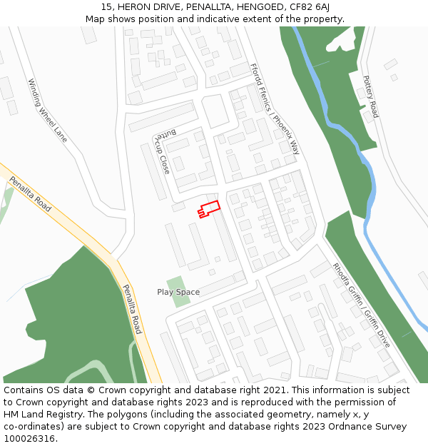 15, HERON DRIVE, PENALLTA, HENGOED, CF82 6AJ: Location map and indicative extent of plot
