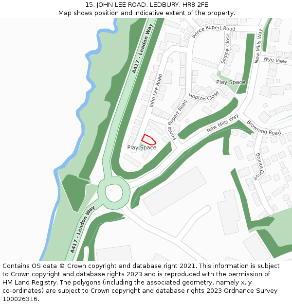 15, JOHN LEE ROAD, LEDBURY, HR8 2FE: Location map and indicative extent of plot