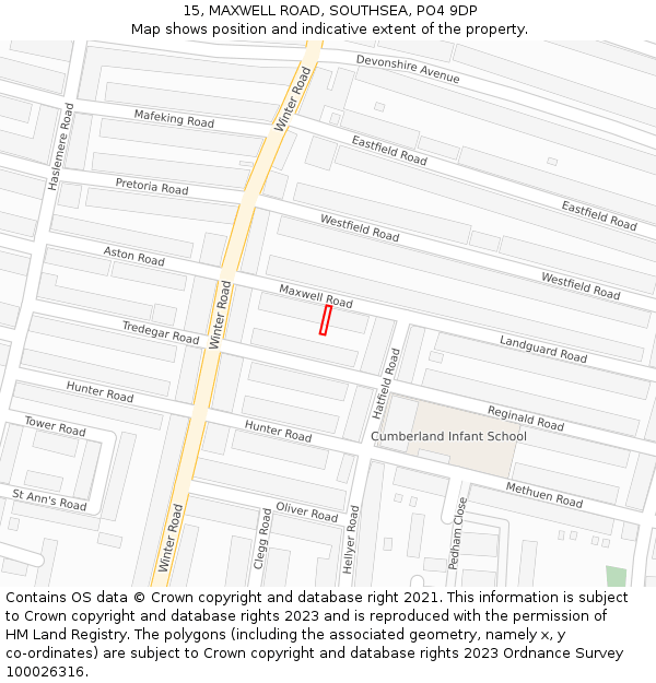 15, MAXWELL ROAD, SOUTHSEA, PO4 9DP: Location map and indicative extent of plot