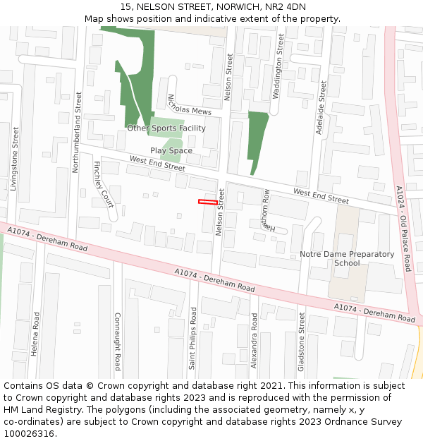 15, NELSON STREET, NORWICH, NR2 4DN: Location map and indicative extent of plot