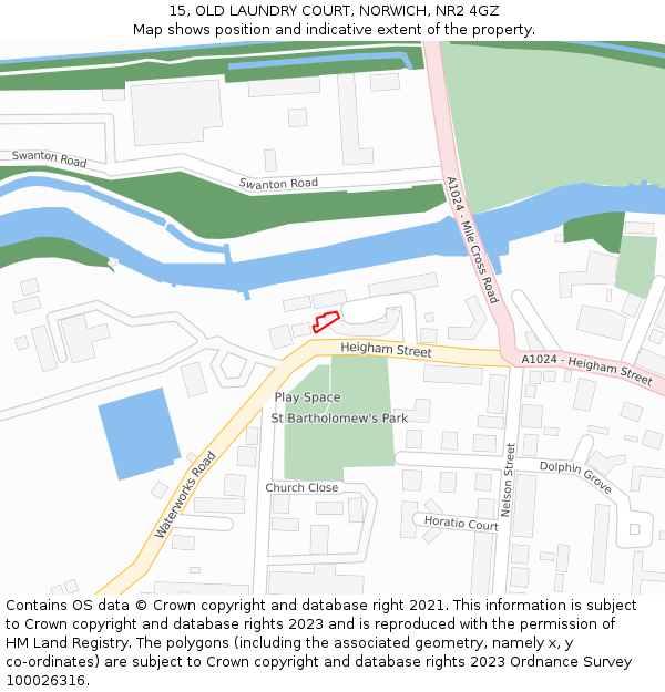 15, OLD LAUNDRY COURT, NORWICH, NR2 4GZ: Location map and indicative extent of plot