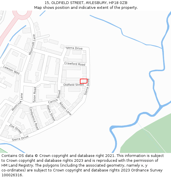 15, OLDFIELD STREET, AYLESBURY, HP18 0ZB: Location map and indicative extent of plot
