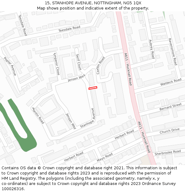 15, STANHOPE AVENUE, NOTTINGHAM, NG5 1QX: Location map and indicative extent of plot
