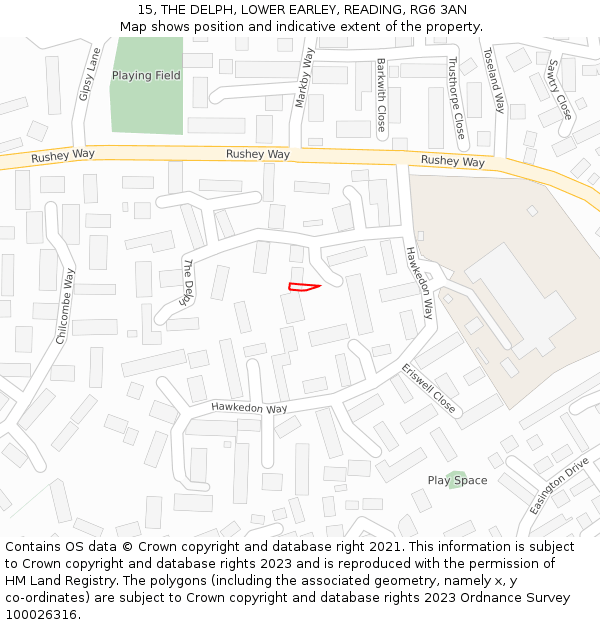 15, THE DELPH, LOWER EARLEY, READING, RG6 3AN: Location map and indicative extent of plot
