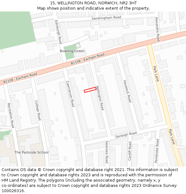 15, WELLINGTON ROAD, NORWICH, NR2 3HT: Location map and indicative extent of plot