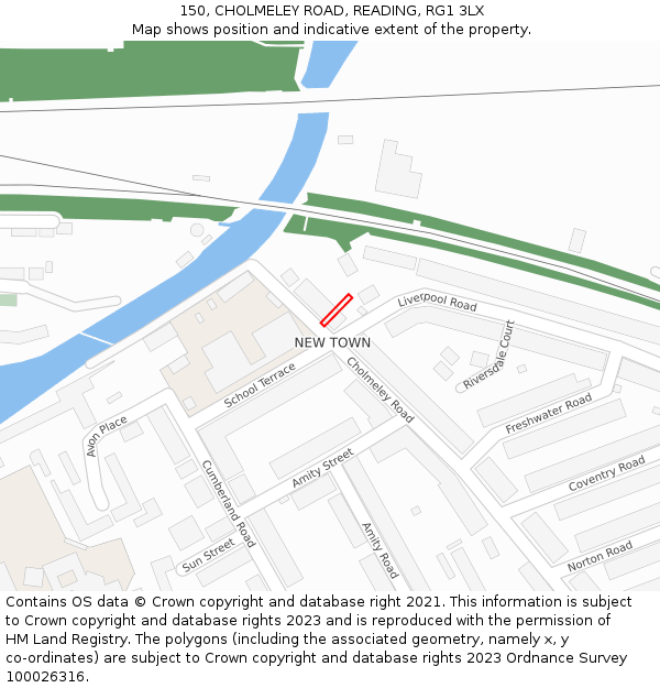 150, CHOLMELEY ROAD, READING, RG1 3LX: Location map and indicative extent of plot