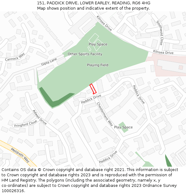 151, PADDICK DRIVE, LOWER EARLEY, READING, RG6 4HG: Location map and indicative extent of plot
