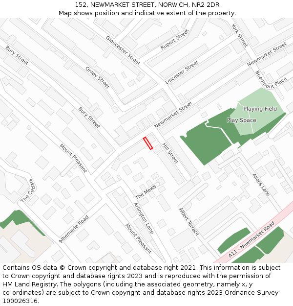 152, NEWMARKET STREET, NORWICH, NR2 2DR: Location map and indicative extent of plot