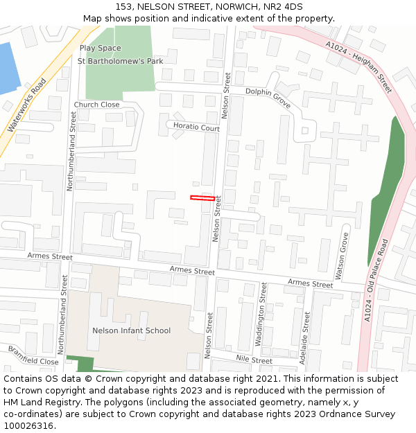 153, NELSON STREET, NORWICH, NR2 4DS: Location map and indicative extent of plot