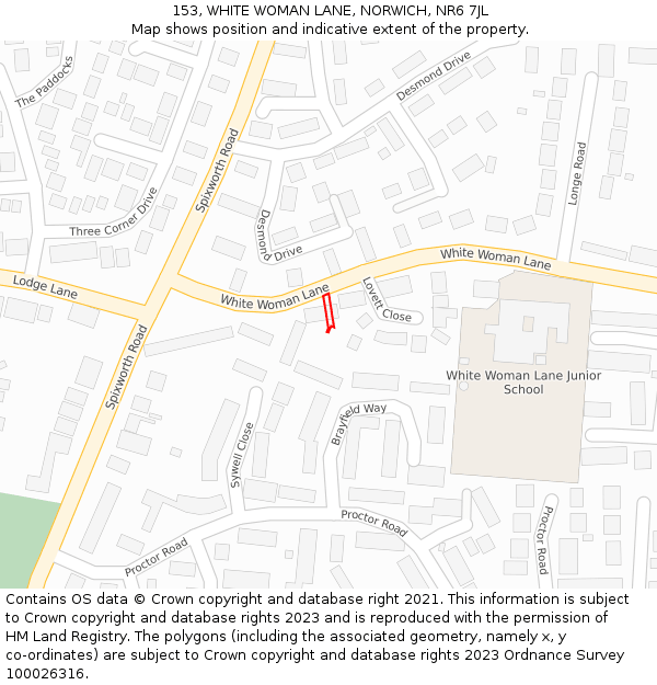 153, WHITE WOMAN LANE, NORWICH, NR6 7JL: Location map and indicative extent of plot