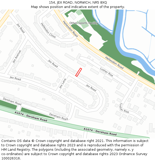 154, JEX ROAD, NORWICH, NR5 8XQ: Location map and indicative extent of plot