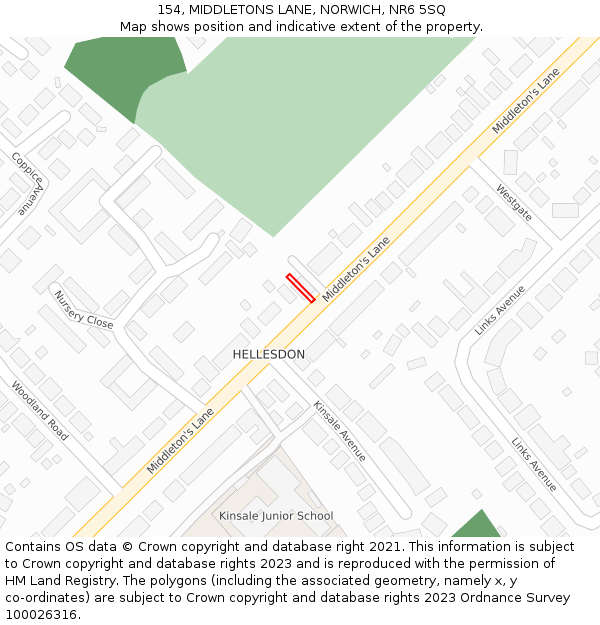 154, MIDDLETONS LANE, NORWICH, NR6 5SQ: Location map and indicative extent of plot