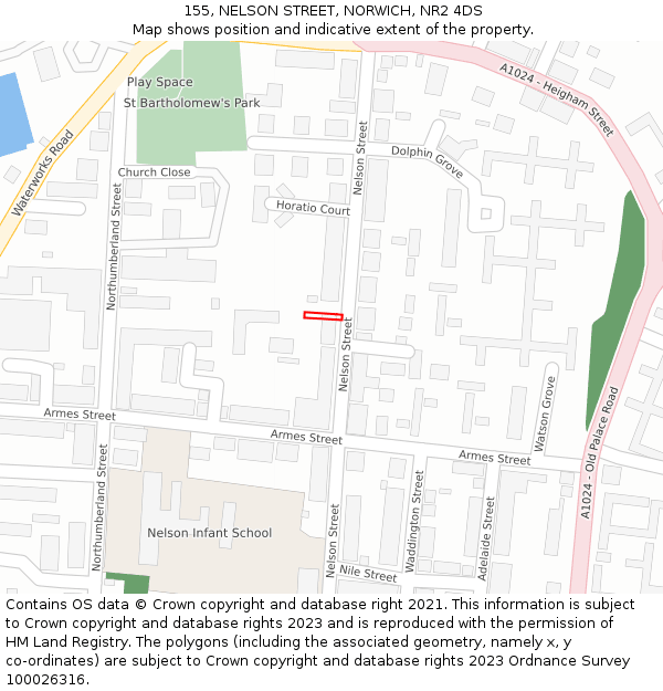155, NELSON STREET, NORWICH, NR2 4DS: Location map and indicative extent of plot