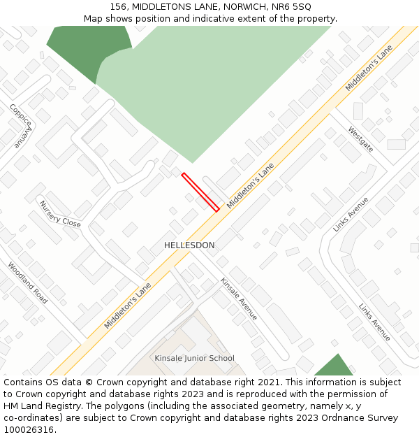 156, MIDDLETONS LANE, NORWICH, NR6 5SQ: Location map and indicative extent of plot
