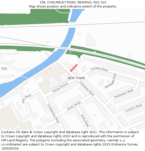 158, CHOLMELEY ROAD, READING, RG1 3LX: Location map and indicative extent of plot