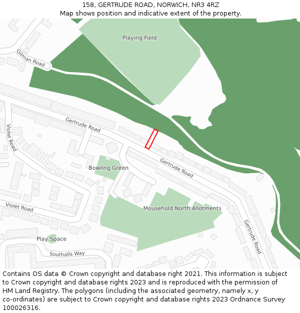 158, GERTRUDE ROAD, NORWICH, NR3 4RZ: Location map and indicative extent of plot