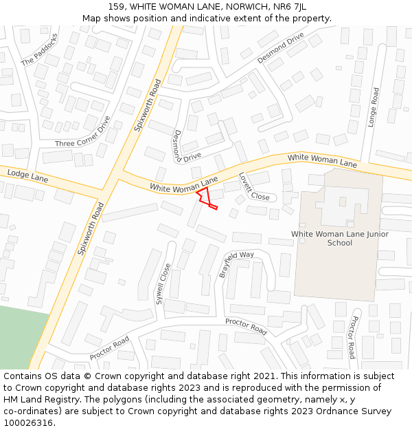 159, WHITE WOMAN LANE, NORWICH, NR6 7JL: Location map and indicative extent of plot