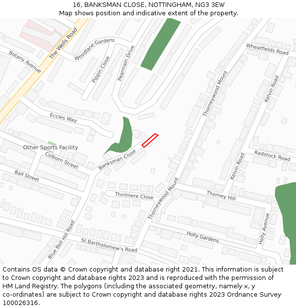 16, BANKSMAN CLOSE, NOTTINGHAM, NG3 3EW: Location map and indicative extent of plot
