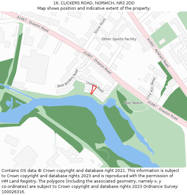 16, CLICKERS ROAD, NORWICH, NR3 2DD: Location map and indicative extent of plot