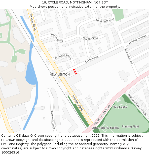 16, CYCLE ROAD, NOTTINGHAM, NG7 2DT: Location map and indicative extent of plot