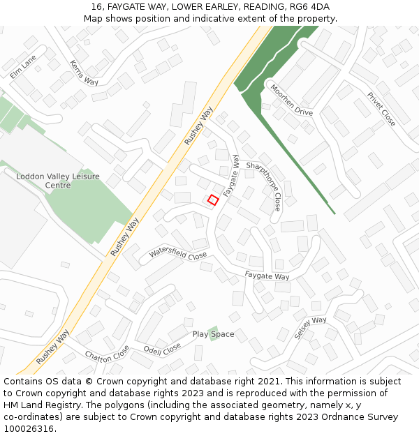 16, FAYGATE WAY, LOWER EARLEY, READING, RG6 4DA: Location map and indicative extent of plot