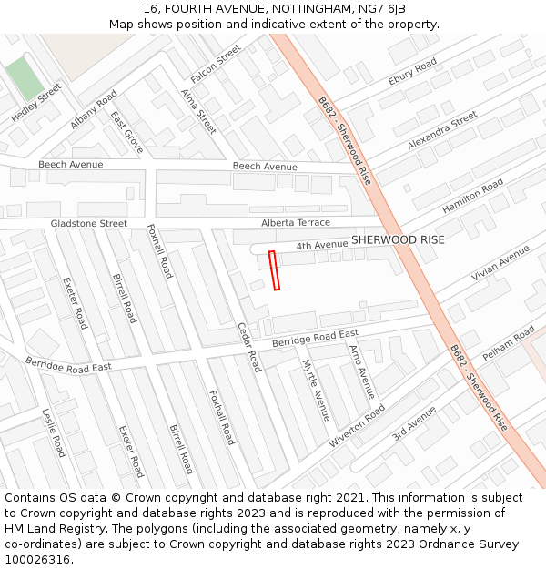 16, FOURTH AVENUE, NOTTINGHAM, NG7 6JB: Location map and indicative extent of plot