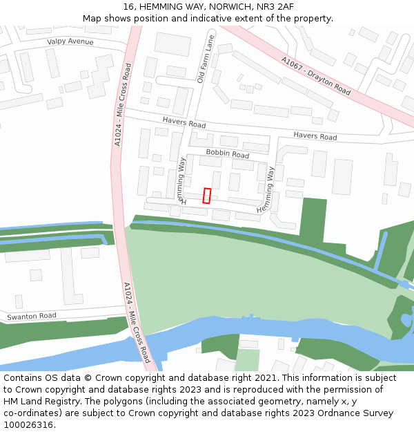 16, HEMMING WAY, NORWICH, NR3 2AF: Location map and indicative extent of plot