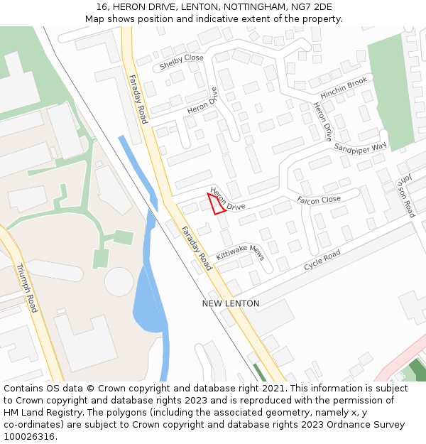 16, HERON DRIVE, LENTON, NOTTINGHAM, NG7 2DE: Location map and indicative extent of plot