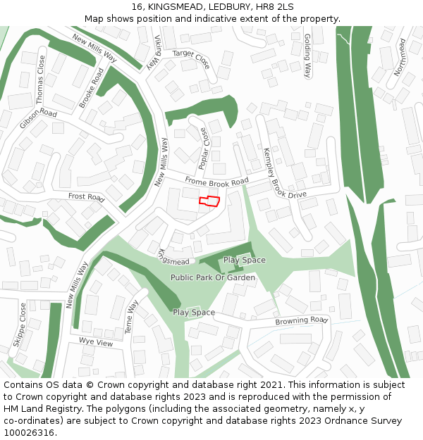 16, KINGSMEAD, LEDBURY, HR8 2LS: Location map and indicative extent of plot