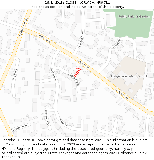 16, LINDLEY CLOSE, NORWICH, NR6 7LL: Location map and indicative extent of plot