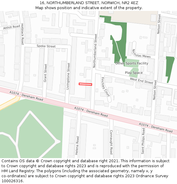 16, NORTHUMBERLAND STREET, NORWICH, NR2 4EZ: Location map and indicative extent of plot