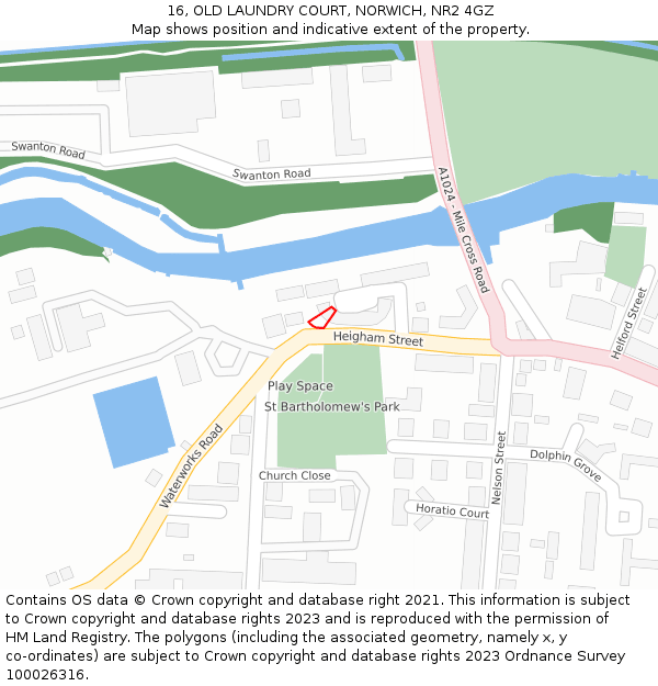 16, OLD LAUNDRY COURT, NORWICH, NR2 4GZ: Location map and indicative extent of plot