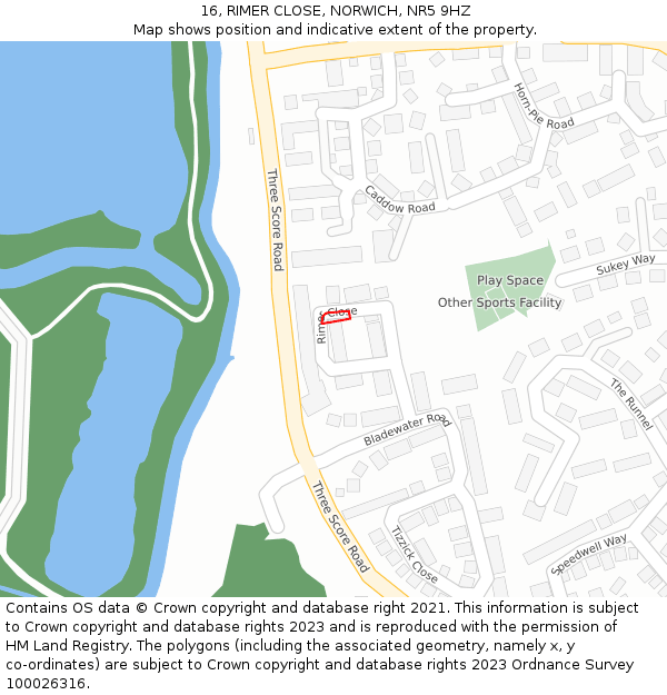 16, RIMER CLOSE, NORWICH, NR5 9HZ: Location map and indicative extent of plot