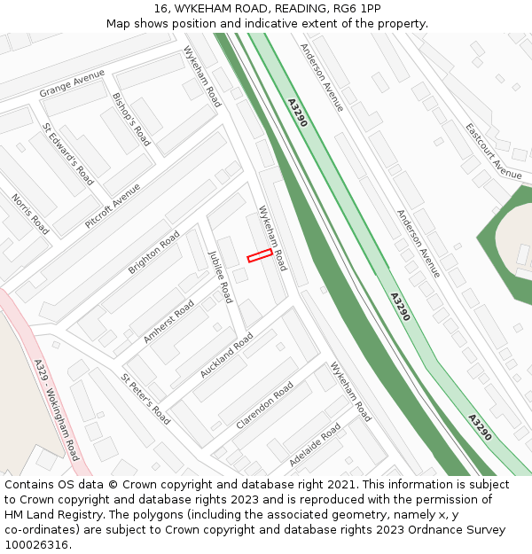 16, WYKEHAM ROAD, READING, RG6 1PP: Location map and indicative extent of plot