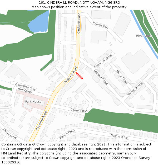 161, CINDERHILL ROAD, NOTTINGHAM, NG6 8RQ: Location map and indicative extent of plot