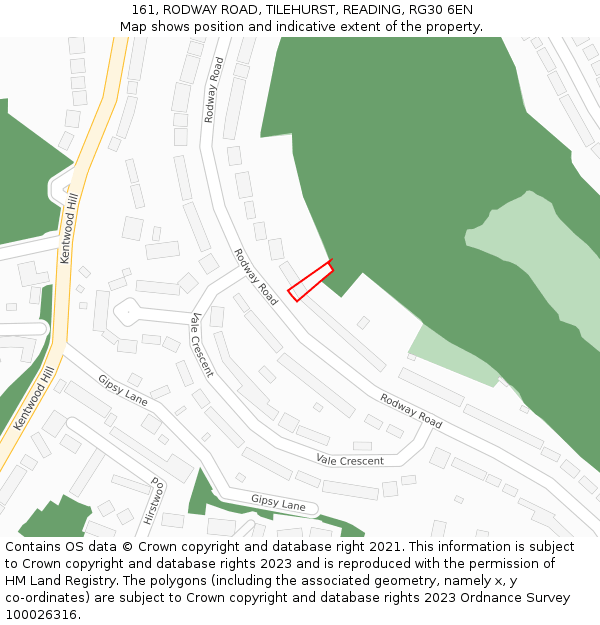 161, RODWAY ROAD, TILEHURST, READING, RG30 6EN: Location map and indicative extent of plot