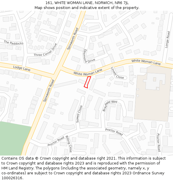 161, WHITE WOMAN LANE, NORWICH, NR6 7JL: Location map and indicative extent of plot