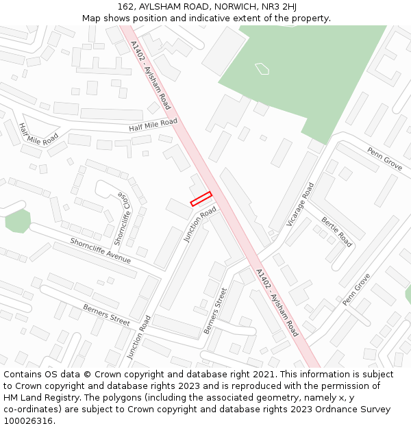 162, AYLSHAM ROAD, NORWICH, NR3 2HJ: Location map and indicative extent of plot