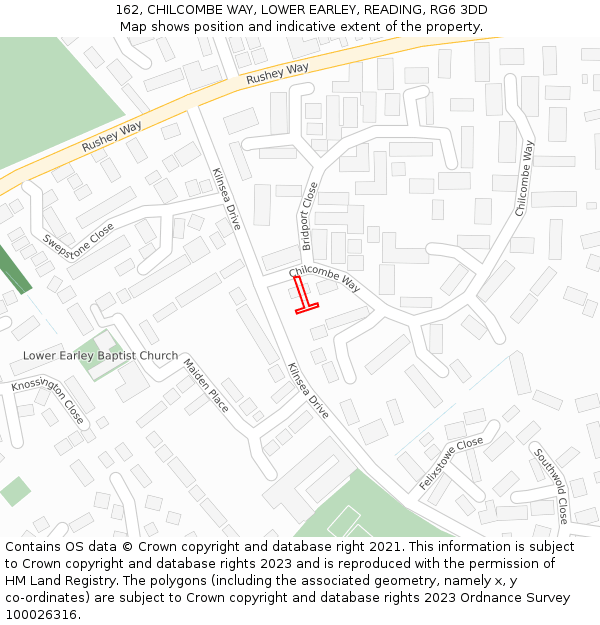 162, CHILCOMBE WAY, LOWER EARLEY, READING, RG6 3DD: Location map and indicative extent of plot